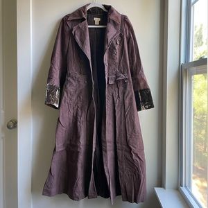 Anthropologie Elevenses Steam Punk Brown Full Length Coat Size 10 100% Cotton